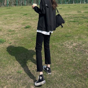 IT UNDER GARDEN 梨形身材顯瘦高腰牛仔褲女早春款直筒顯瘦九分褲