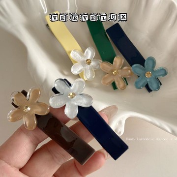 两件9.9折🔥臺灣出貨🔥可開發票✅韓版甜美簡約高級感一字花朵髮夾側邊夾時尚劉海夾百搭髮飾新款