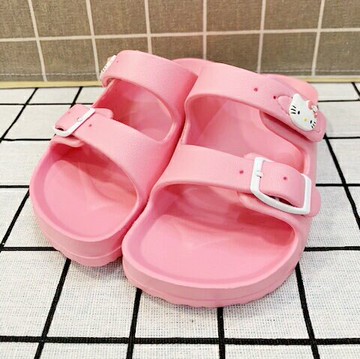 【震撼精品百貨】Hello Kitty 凱蒂貓 台灣製Hello kitty正版兒童勃肯矽膠拖鞋-粉(15 20號)#20352 震撼日式精品百貨
