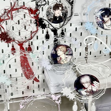 台灣出貨-原創蝴蝶捕夢網亞克力吧唧墜吧唧磚吧唧托中式穀美谷子美化立牌