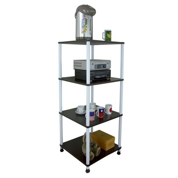 【頂堅】四層長管-置物架/電器架/收納架-40x40公分-三色可選深胡桃木色