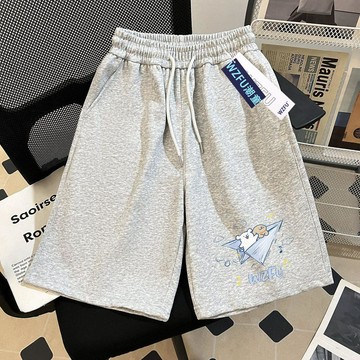 【臺灣-出貨】新款夏季清新自然卡通線條小狗印花女童短褲中學生寬鬆休閒五分褲ARCV