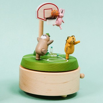 【籃球】多旋轉音樂盒 樹懶 兔子 老虎 打籃球 | Wooderful life