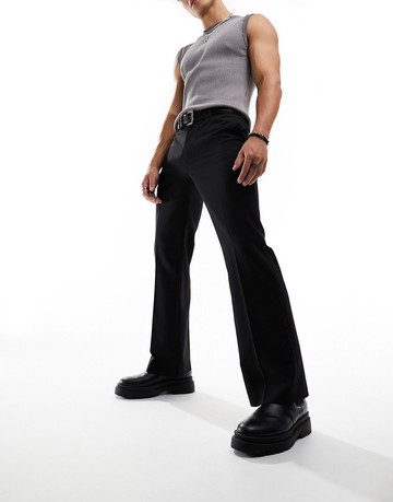 Weekday Travis low waist tailored trousers in black
