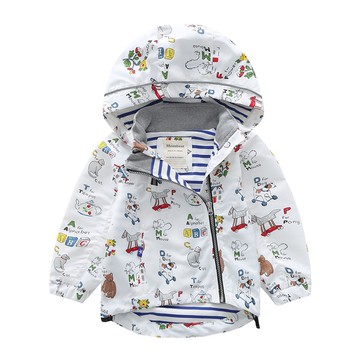 Meanbear - 防風防雨反光衝鋒外套-白色木馬-斜拉鏈