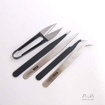Ala-韓國進口小剪刀尖頭小鑷子尖彎頭手工diy製作材料包配件工具
