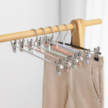 家用褲架褲夾晾曬衣架掛裙夾無痕不銹鋼浸塑強力掛褲子架衣撐內衣