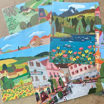 旅行風景畫明信片 v1