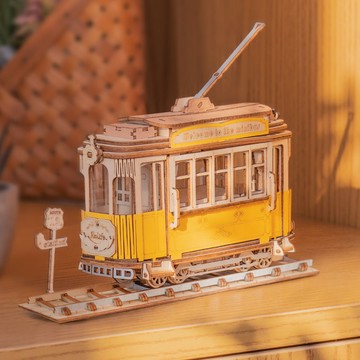 若態若客造物集手工diy木質立體拼裝復古電車老爺車馬車汽車模型