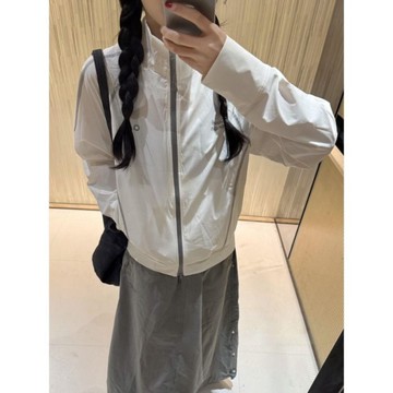 白色立領防曬衣女款夏季 全新戶外薄款透氣皮膚衣印花防曬外套 YC343