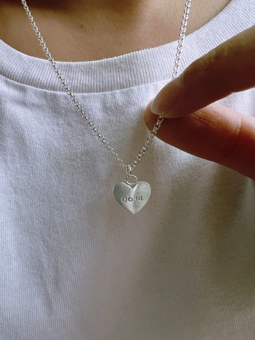 刻字紀念款— 愛心墜—純銀項鍊 925純銀