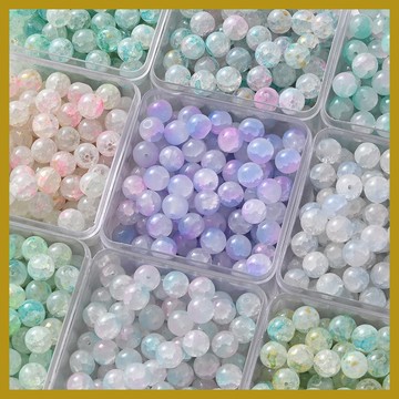 （50個/包）10mm水暈墨染仿玉碎玻璃圓珠 琉璃散珠 手工diy手鏈串珠散珠 串珠材料 串珠材料包 珠珠材料 手串材料