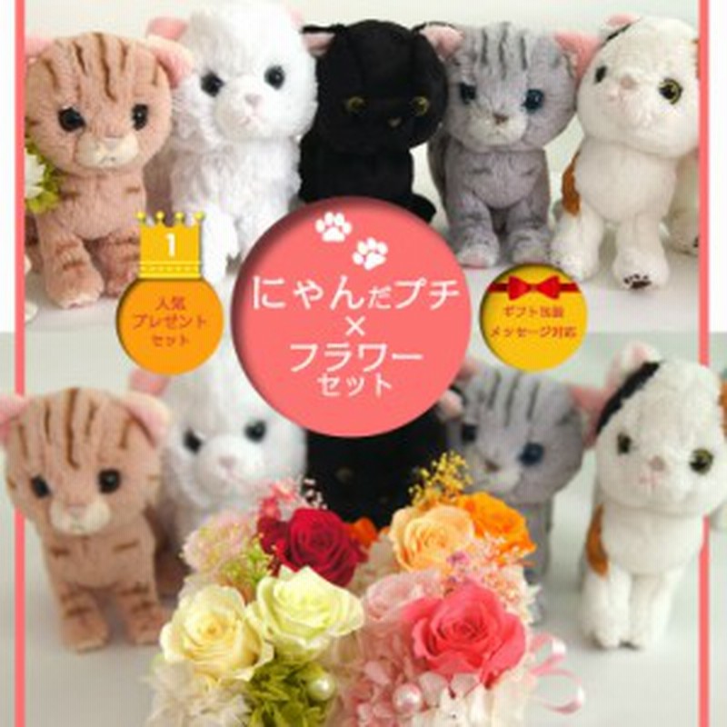 プリザーブドフラワー ギフト アレンジメント ねこ 猫 ぬいぐるみ 花とセット 誕生日 義母ペット にゃんプチ 通販 Lineポイント最大1 0 Get Lineショッピング