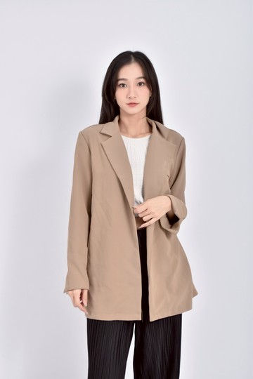 (XL) 質感素面棕色罩衫