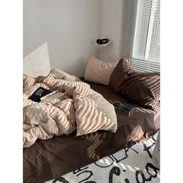 復古混搭風ins美拉德配色水洗棉四件套床單純色被套宿舍三件套1.8