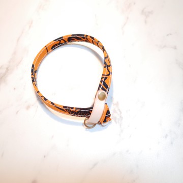 限定 貓 項圈 和服布料 花藝剪影 橘色 附鈴鐺 可加購吊牌