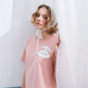 CACO-大耳狗雲朵口袋落肩上衣‧親子款-女【J2SA023】