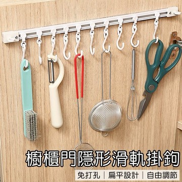 台灣現貨｜全館最高折300元 免打孔滑動軌道掛鉤 多功能掛架 廚房收納掛桿 浴室掛鉤 門後掛鉤 櫥櫃掛鉤 收納神器