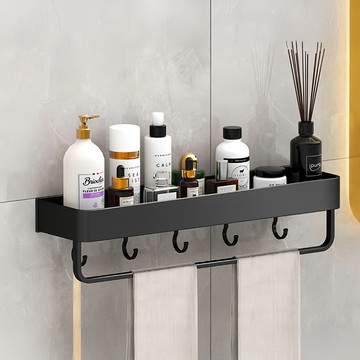 DANLE 丹樂 浴室置物架  30cm  黑色有桿有鈎  1個