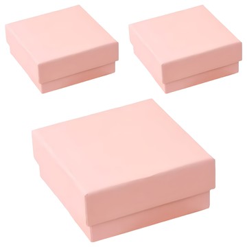 SOLARFRI 高級飾品盒 (7x7x3cm) 天地蓋禮盒 首飾收納盒  3個  珠光粉