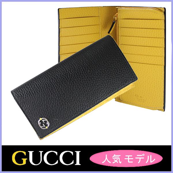 グッチ GUCCI 財布 新作 長財布 メンズ 黒/ブラック×イエロー