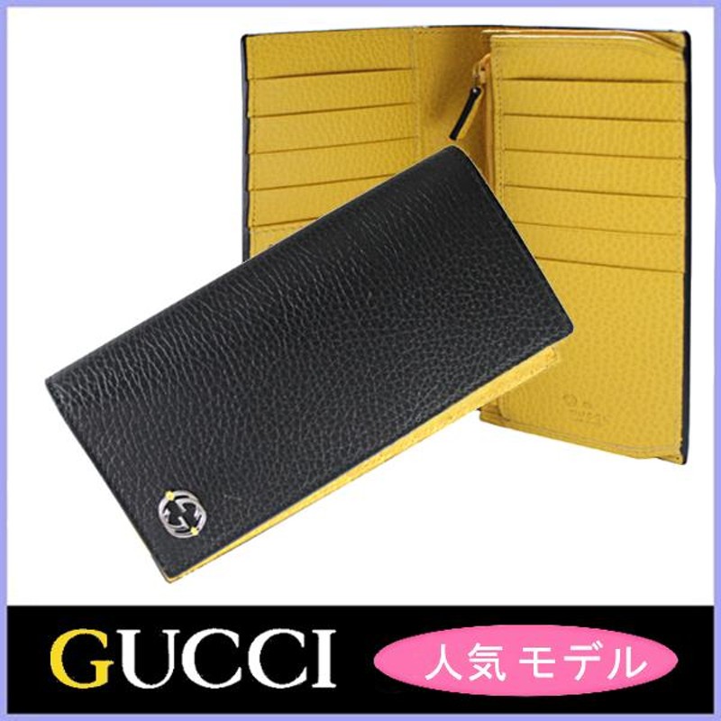 グッチ GUCCI 財布 長財布 メンズ 新品 黒/ブラック×イエロー