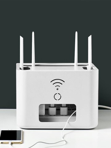 路由器電源線收納盒插座固定集線器家用桌面充電器電線插排集線盒
