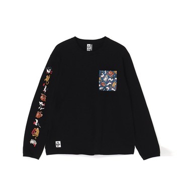 CHUMS Animals Pocket L/S T-Shirt 女 長袖上衣 黑色 CH112512K001