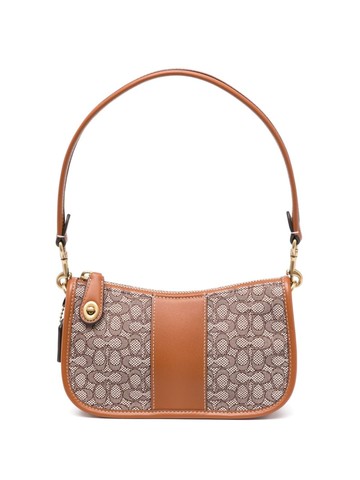 Coach - monogrammed leather shouder bag - women - Calf Leather/Fabric - One Size - Neutrals