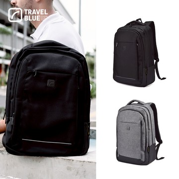 【Travel Blue 藍旅】氣質款商務後背包-黑/灰 後背包/筆電包/防水電腦包/雙肩包/大容量背包 TB3075