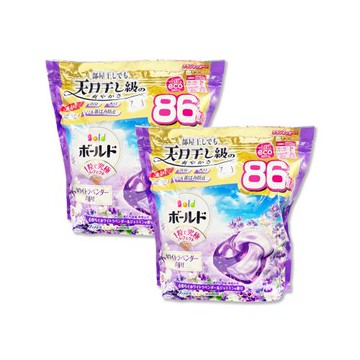 (2袋172顆超值組)日本P&G-Bold強洗淨4合1消臭柔軟香氛洗衣凝膠球86顆/袋-薰衣草茉莉(紫)(室內晾曬洗衣球補充包,祛黃潔白洗衣膠囊)