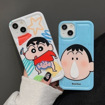 旋轉 鼻涕阿呆 大象 可愛小新 適用於iPhone14 13 12 11 Pro Max 手機殼 情侶 全包磨砂軟殼