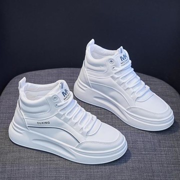 潮牌加絨高幫鞋2025秋冬季新款百搭休閑運動鞋女款小白鞋厚底板鞋