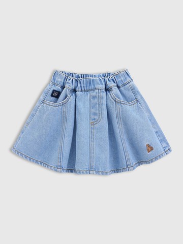 女幼童裝 小熊刺繡牛仔褲裙 布萊納系列-淺色水洗