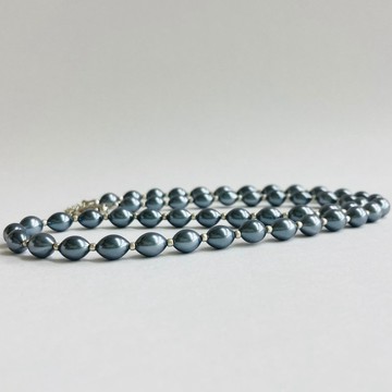 玻璃巴洛克珍珠中項鍊 / 約 8x10mm / 全長約 50cm / 靛藍色 / 日本製造