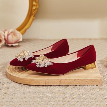 桃夭婚鞋女2023年新款秋季氣質新娘結婚鞋不累腳中式秀禾婚紗兩穿