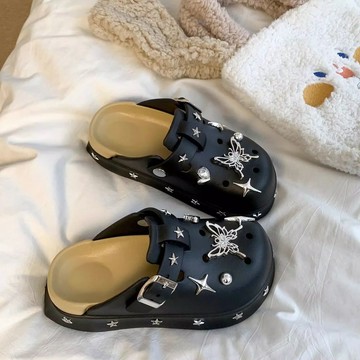 ⚡可開發票⚡洞洞鞋女 情侶 內增高2026新款夏季時尚百搭防滑休閒一腳蹬洞洞鞋厚底包頭涼拖鞋女外穿