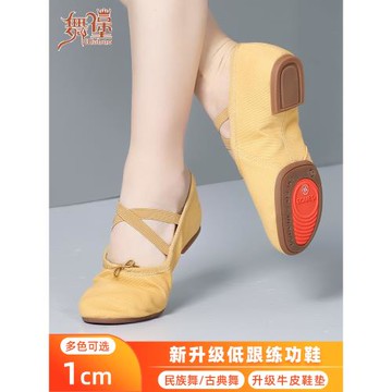 舞蹈鞋女軟底練功鞋成人教師鞋帶跟室外芭蕾舞鞋肚皮舞瑜伽跳舞鞋