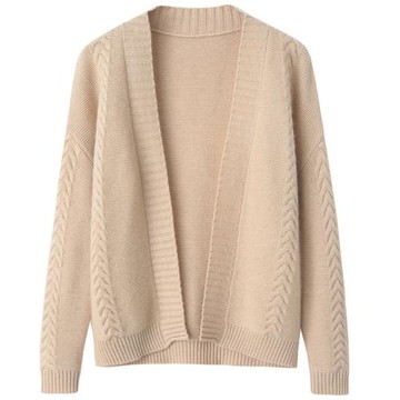 絨爵100山羊絨衫女針織開衫外套無扣加厚空調衫披肩毛衣E1349