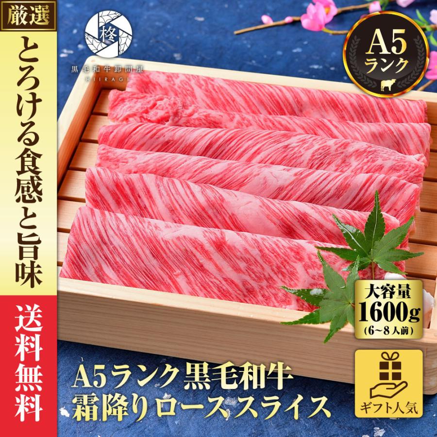 お歳暮 御歳暮 2023 牛肉 肉 A5等級黒毛和牛 クラシタ 肩ロース 切り落とし スライス 1600g（400ｇ×4） すき焼き しゃぶしゃぶ 肉ギフト