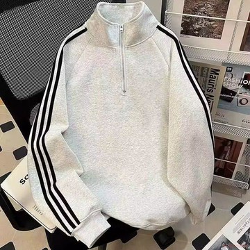 精選好物🌈2025春節新款拉鍊立領休閒衛衣男士重磅美式潮牌百搭寬鬆上衣外套