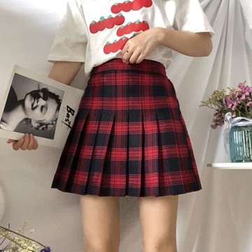 胖MM春夏格子大碼學生百搭半身裙