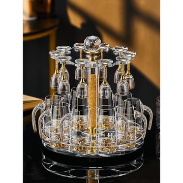 (免運)高端輕奢小號烈酒小酒杯一口杯家用金箔白酒杯套裝水晶玻璃分酒器