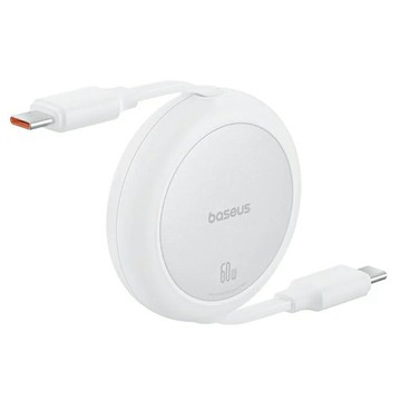 【Baseus 倍思】明鏡 Mini 系列 C to C 60W 伸縮充電傳輸線 1M 皓月白【三井3C】