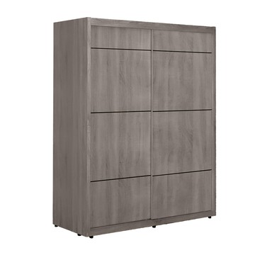 IHouse-保羅 免組裝4X7尺台灣製推門收納衣櫃/木心板衣櫥 (贈實木衣架*5)古橡