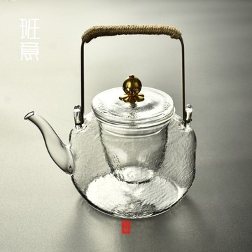 仿古茶壺提梁壺陶瓷復古泡茶器家用銅把單壺茶水壺日式功夫茶具1入