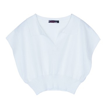 5th STREET｜女裝｜開襟有領設計無袖針織背心｜白色