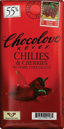 Chocolove Dark Chocolate Bar Chilies & Cherries 3.2 oz