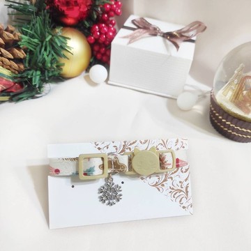 白色聖誕X小雪花。日常項圈 - 米白色丨貓兔狗 寵物項圈 頸圈