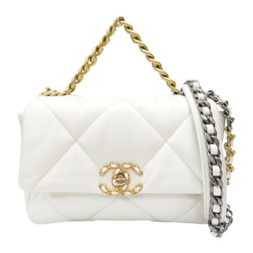 CHANEL 香奈兒 白色 羊皮 CHANEL 19口蓋包 兩用包 AS1160 【二手名牌BRAND OFF】